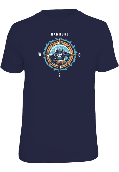 T-Shirt Bio-Baumwolle dark blue - Motiv Kompass